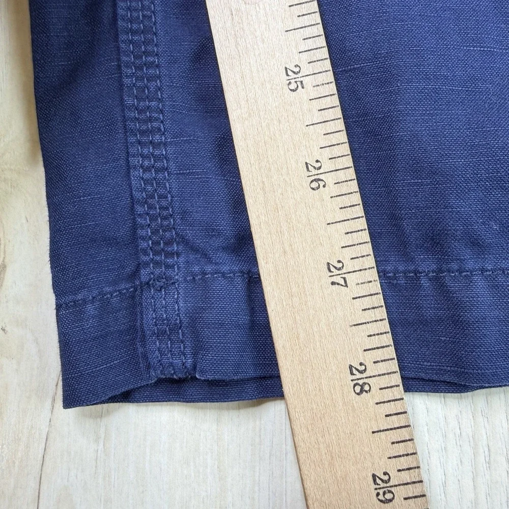 Banana Republic Mens Cotton Linen Cargo Pants Navy Blue Size 31 Short Drawstring